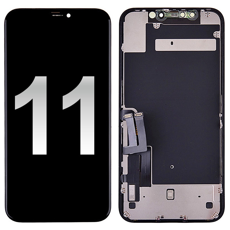 LCD Screen Digitizer Assembly with Back Plate for iPhone 11 (High Quality) - Black