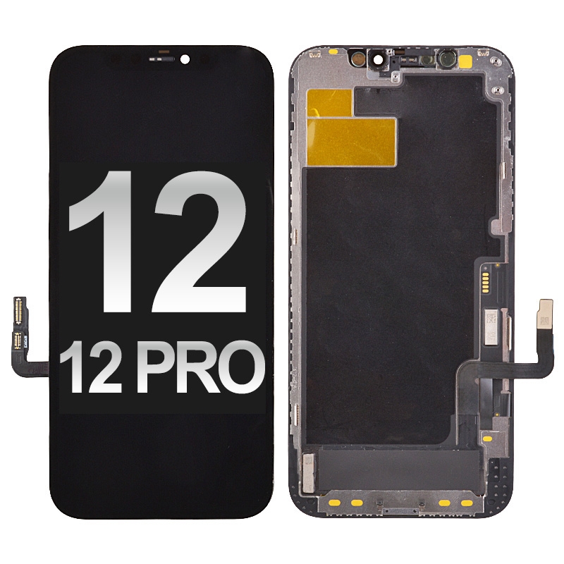 OLED Screen Digitizer Assembly With Frame for iPhone 12/ 12 Pro (High Quality) - Black