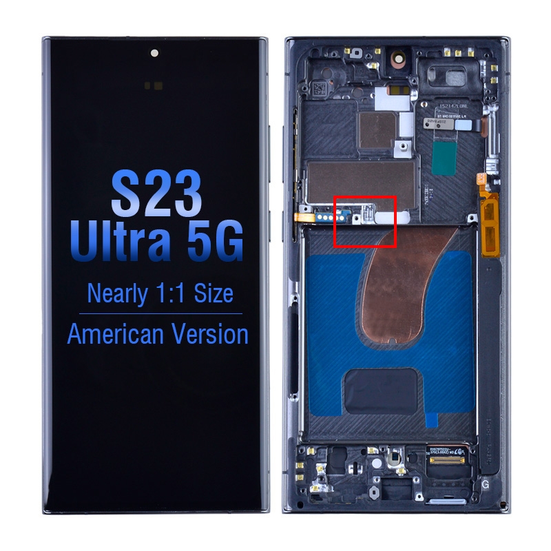 OLED Screen Digitizer Assembly with Frame for Samsung Galaxy S23 Ultra 5G S918 (for America Version)(Aftermarket) - Green