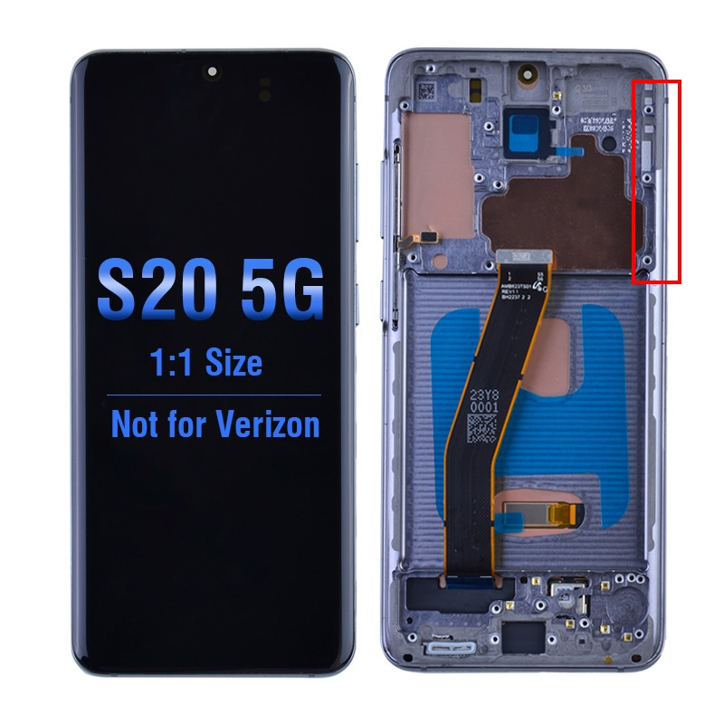 OLED Screen Digitizer with Frame Replacement for Samsung Galaxy S20 5G G981 (Aftermarket)(1:1 Size) - Cosmic Gray