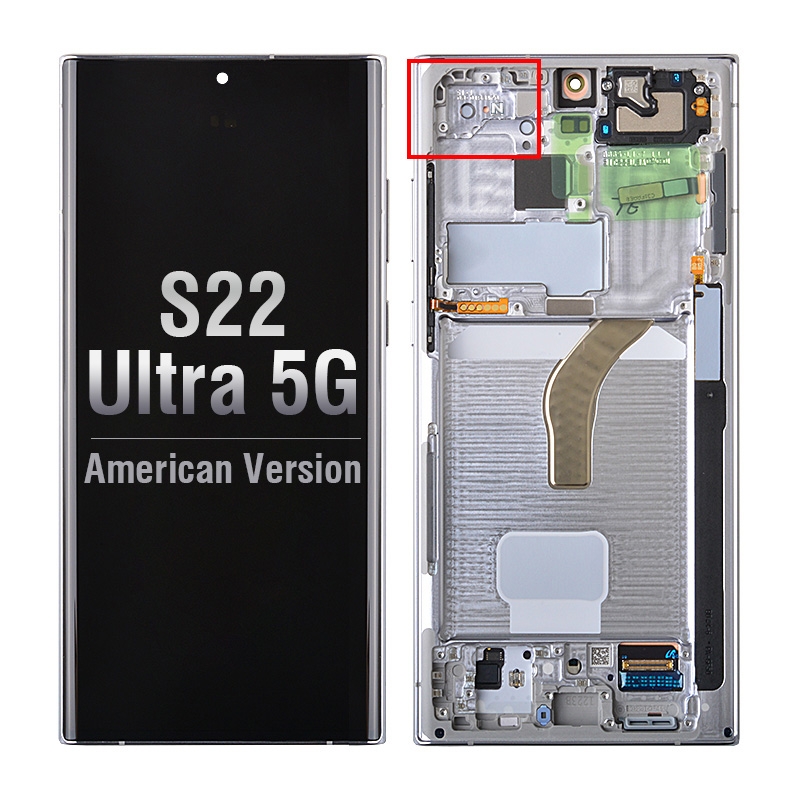 OLED Screen Digitizer Assembly with Frame for Samsung Galaxy S22 Ultra 5G S908 (for America Version)(Premium) - White