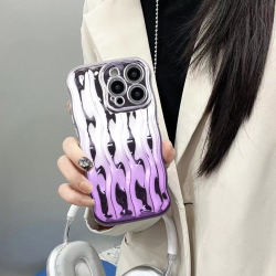 Plating TPU Case for iPhone 15 Pro Max - Silver and Purple