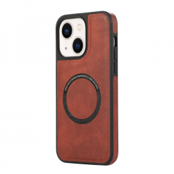  TPU Case with Leather and Wireless Charging for iPhone 15  - Red