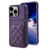  TPU Case with Leather and Card Holder for iPhone 15 Pro Max - Purple