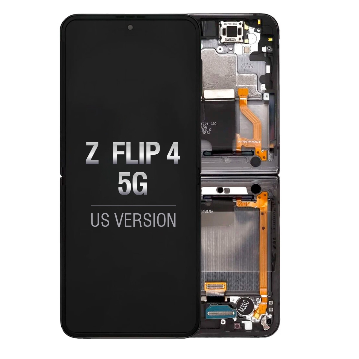 Inner OLED Screen Digitizer Assembly Replacement With Frame for Samsung Galaxy Z Flip4 5G F721 (for America Version) - Black
