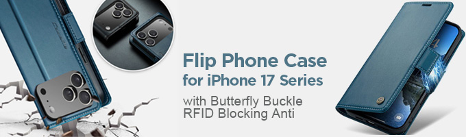 Flip Phone Case for iPhone 17 with Butterfly Buckle