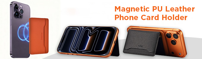 Magnetic PU Leather Phone Card Holder