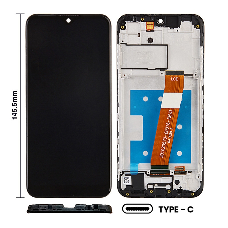 LCD Screen Digitizer Assembly with Frame for Samsung Galaxy A01(2019) A015(Narrow FPC Connector) (for America Version) (Size 145.5mm) - Black
