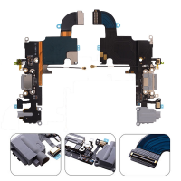  New Charging Port with Flex Cable, Headphone Jack and Microphone for iPhone 6S (High Quality) - Dark Gray