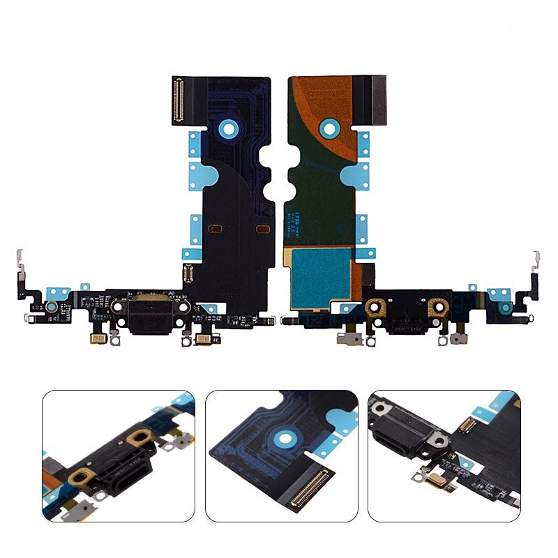 Charging Port with Flex Cable and Mic for iPhone 8 - Black