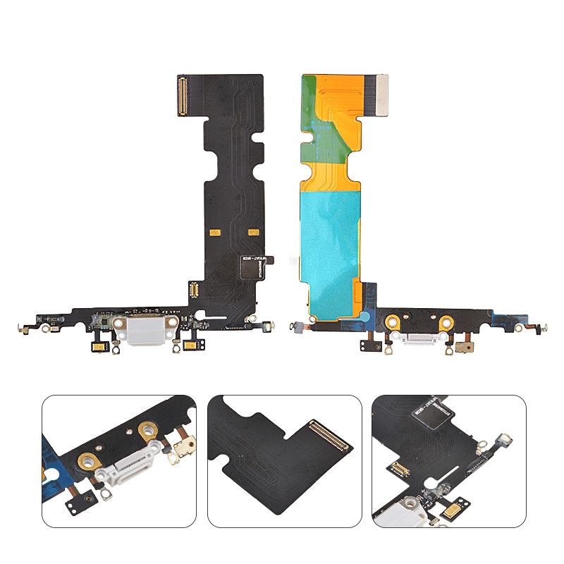 Charging Port with Flex Cable and Mic for iPhone 8 Plus (High Quality) - Gray