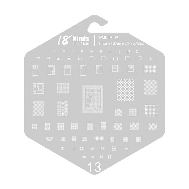 18 Kinds BGA Reballing Stencil for iPhone 13/ 13 mini/ 13 Pro/ 13 Pro Max (IP-09)