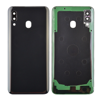  Back Cover with Camera Glass Lens and Adhesive Tape for Samsung Galaxy A20 2019 A205 (for SAMSUNG) - Black