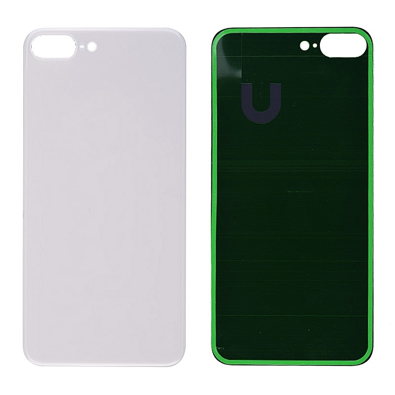 Back Glass Cover with Adhesive for iPhone 8 Plus - White(No Logo/ Big Hole)