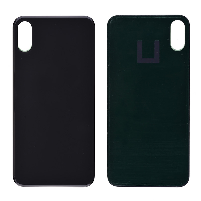 Back Glass Cover with Adhesive for iPhone XS - Black(No Logo/ Big Hole)