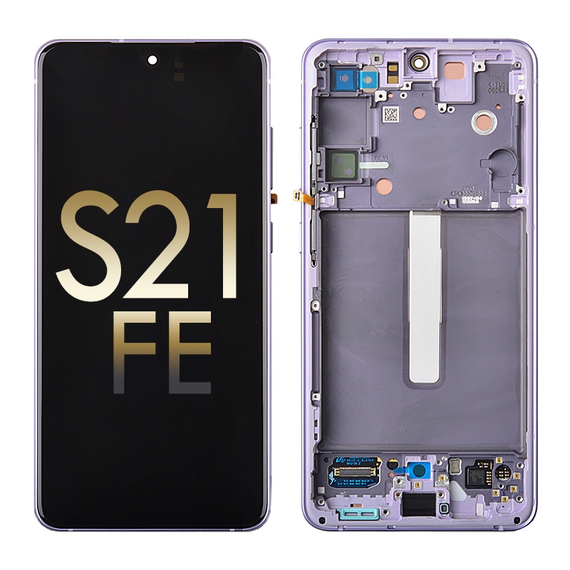 OLED Screen Digitizer Assembly with Frame for Samsung Galaxy S21 FE 5G G990 (for America Version)(Premium) - Lavender