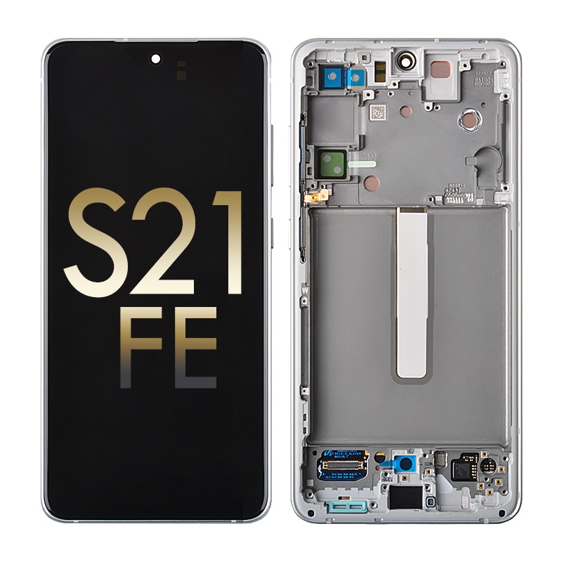 OLED Screen Digitizer Assembly with Frame for Samsung Galaxy S21 FE 5G G990 (for America Version)(Premium) - White