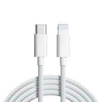  3ft TPE+Nylon Type-C to 8 Pin Fast Charging Data Cable (20-27W) - Gray