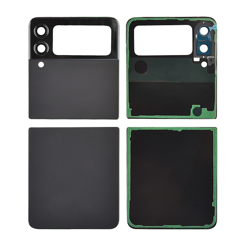 Back Cover with Camera Glass Lens and Adhesive Tape for Samsung Galaxy Z Flip3 5G F711 (Up and down cover) - Black
