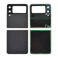  Back Cover with Camera Glass Lens and Adhesive Tape for Samsung Galaxy Z Flip3 5G F711 (Up and down cover) - Black