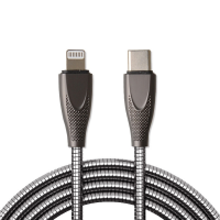  3ft Type-C to 8 Pin Fast Charging Data Cable (Metal Braided) - Black