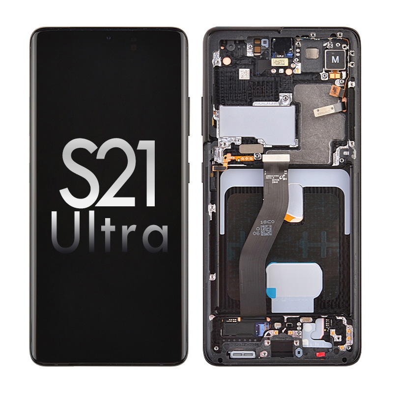 OLED Screen Digitizer Assembly with Frame for Samsung Galaxy S21 Ultra 5G G998 (Premium) - Phantom Black
