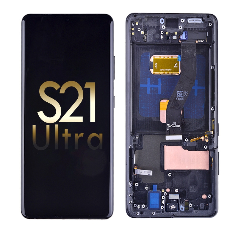 OLED Screen Digitizer Assembly with Frame for Samsung Galaxy S21 Ultra 5G G998 (Service Pack) - Phantom Black