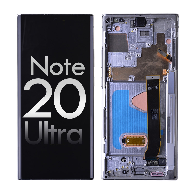 OLED Screen Digitizer Assembly with Frame for Samsung Galaxy Note 20 Ultra N985/ Note 20 Ultra 5G N986 (Premium) - Mystic White