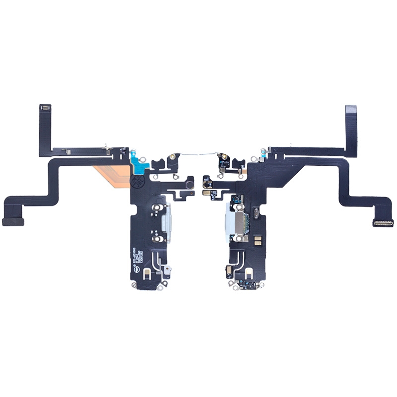 Charging Port with Flex Cable for iPhone 14 Pro (High Quality) - Silver