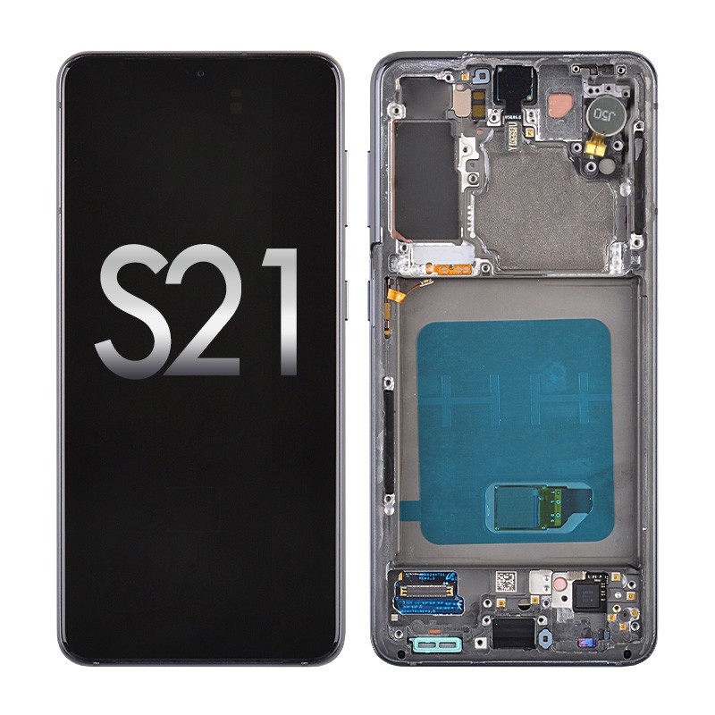 OLED Screen Digitizer Assembly with Frame for Samsung Galaxy S21 5G G991 (Premium) - Phantom Gray
