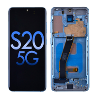  OLED Screen Digitizer with Frame Replacement for Samsung Galaxy S20 5G G981 (Aftermarket)(1:1 Size) - Cloud Blue
