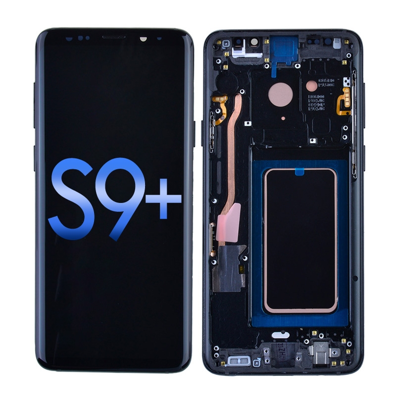 OLED Screen Digitizer with Frame Replacement for Samsung Galaxy S9 Plus G965 (Aftermarket)(1:1 Size) - Midnight Black
