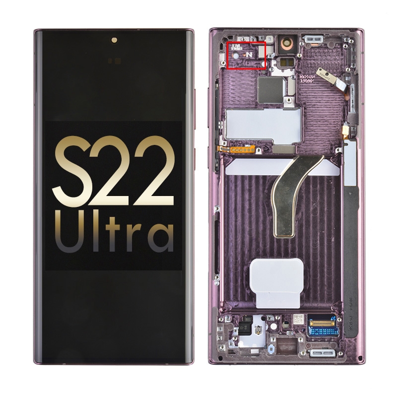 OLED Screen Digitizer Assembly with Frame for Samsung Galaxy Galaxy S22 Ultra 5G S908 (for America Version)(Premium) - Burgundy