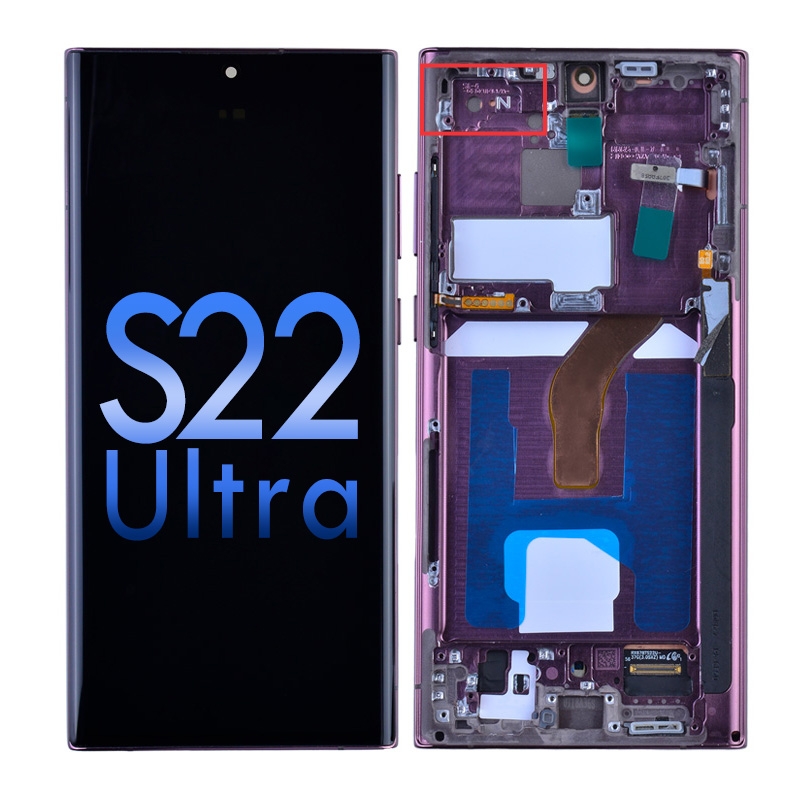 OLED Screen Digitizer with Frame Replacement for Samsung Galaxy S22 Ultra 5G S908 (for America Version) (Aftermarket) - Burgundy