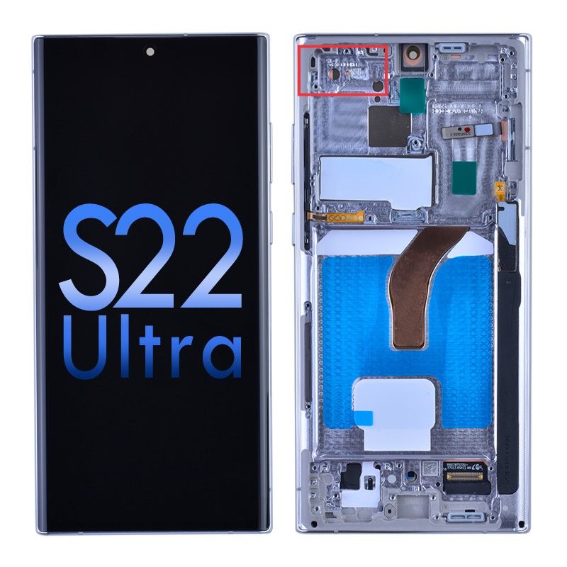 OLED Screen Digitizer with Frame Replacement for Samsung Galaxy S22 Ultra 5G S908 (for America Version) (Aftermarket) - White