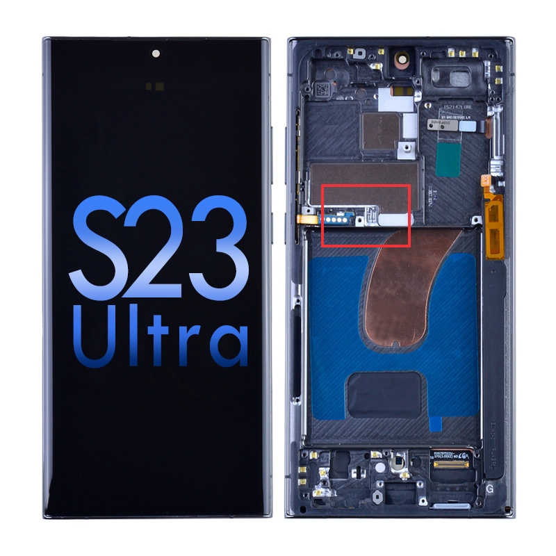 OLED Screen Digitizer Assembly with Frame for Samsung Galaxy S23 Ultra 5G S918 (for America Version)(Aftermarket) - Green