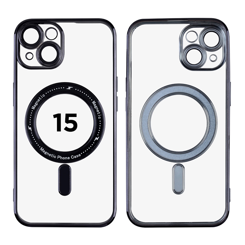 Magnetic Soft Phone Case for iPhone 15 - Black