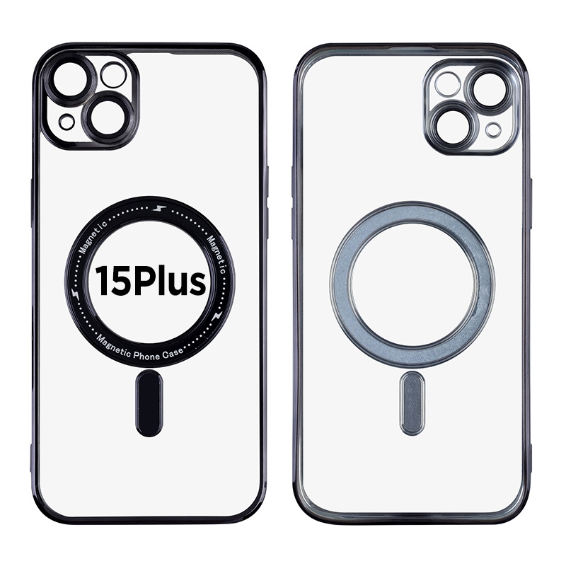 Magnetic Soft Phone Case for iPhone 15 Plus - Black