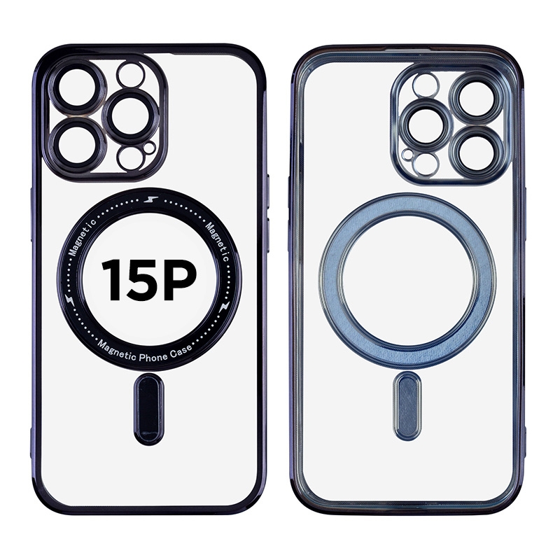 Magnetic Soft Phone Case for iPhone 15 Pro - Black