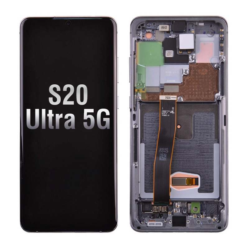 OLED Screen Digitizer with Frame Replacement for Samsung Galaxy S20 Ultra 5G G988U (Premium) - Cosmic Gray