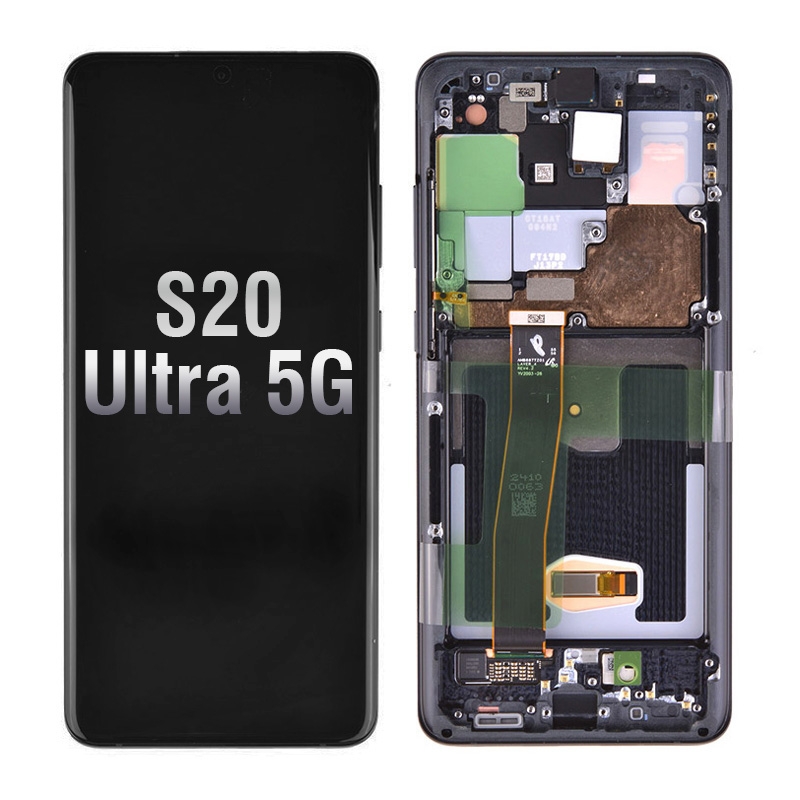 OLED Screen Digitizer with Frame Replacement for Samsung Galaxy S20 Ultra 5G G988U (Premium) - Cosmic Black