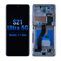  OLED Screen Digitizer with Frame Replacement for Samsung GalaxyS21 Ultra 5G G998 (Aftermarket)(Nearly 1:1 size) - Phantom Silver