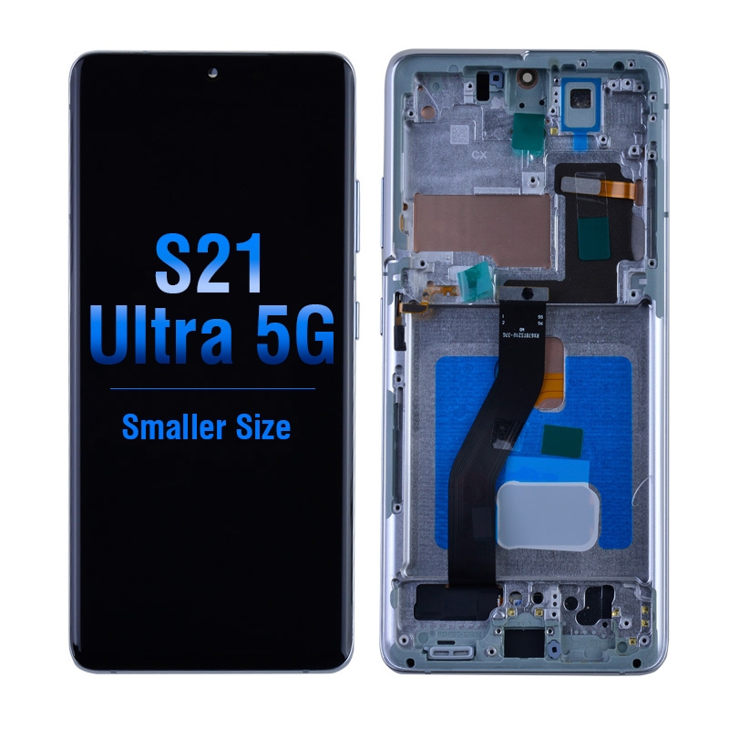 OLED Screen Digitizer with Frame Replacement for Samsung Galaxy S21 Ultra 5G G998 (Aftermarket) - Phantom Silver