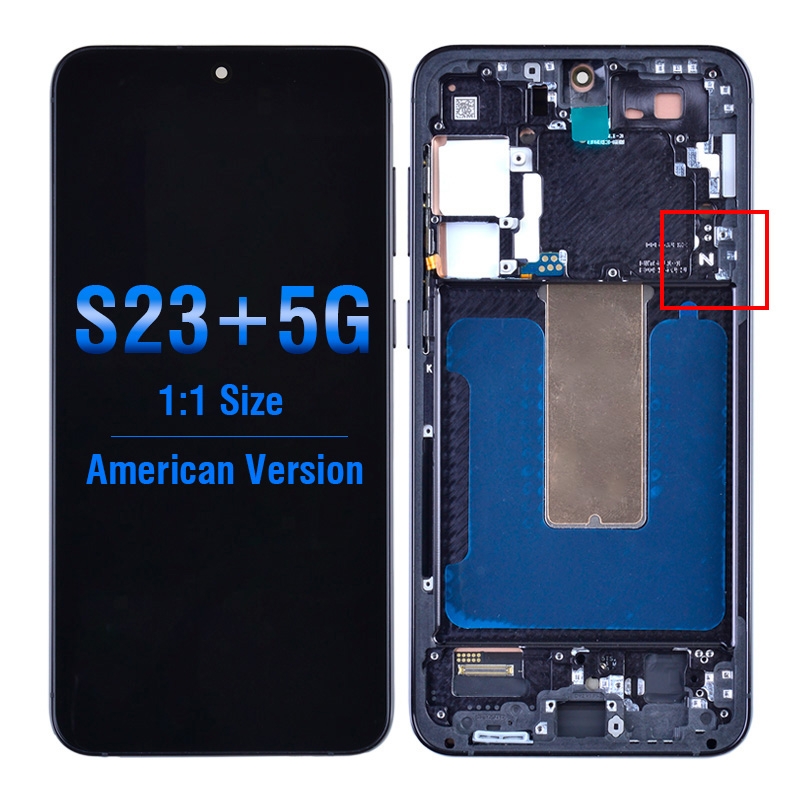 OLED Screen Digitizer Assembly with Frame for Samsung Galaxy S23 Plus 5G S916 (for America Version) (Aftermarket 1:1 Size) - Phantom Black