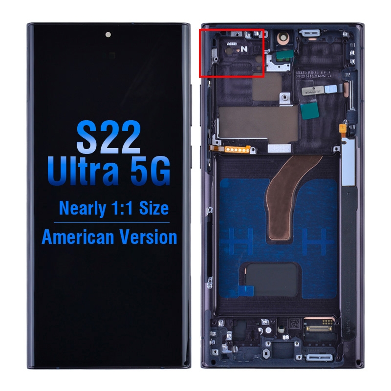 OLED Screen Digitizer with Frame Replacement for Samsung Galaxy S22 Ultra 5G S908 (for America Version) (Aftermarket 6.78inch) - Phantom Black