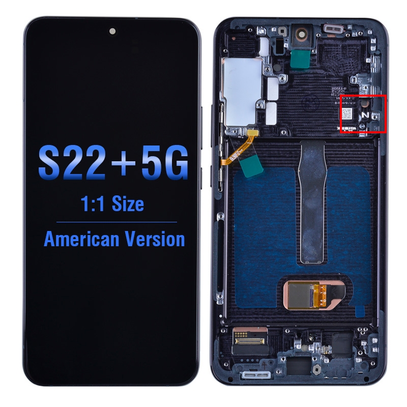 OLED Screen Digitizer Assembly with Frame for Samsung Galaxy S22 Plus 5G S906 (for America Version) (Aftermarket 1:1 Size) - Phantom Black