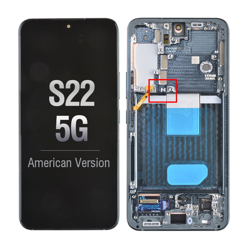 OLED Screen Digitizer Assembly for Samsung Galaxy S22 5G, Samsung Galaxy S22 OLED Screen Replacement, Galaxy S22 5G OLED Screen with Frame, Samsung S22 OLED Screen Assembly (Premium), S22 5G OLED Screen with Frame (America Version), Green OLED Screen for 