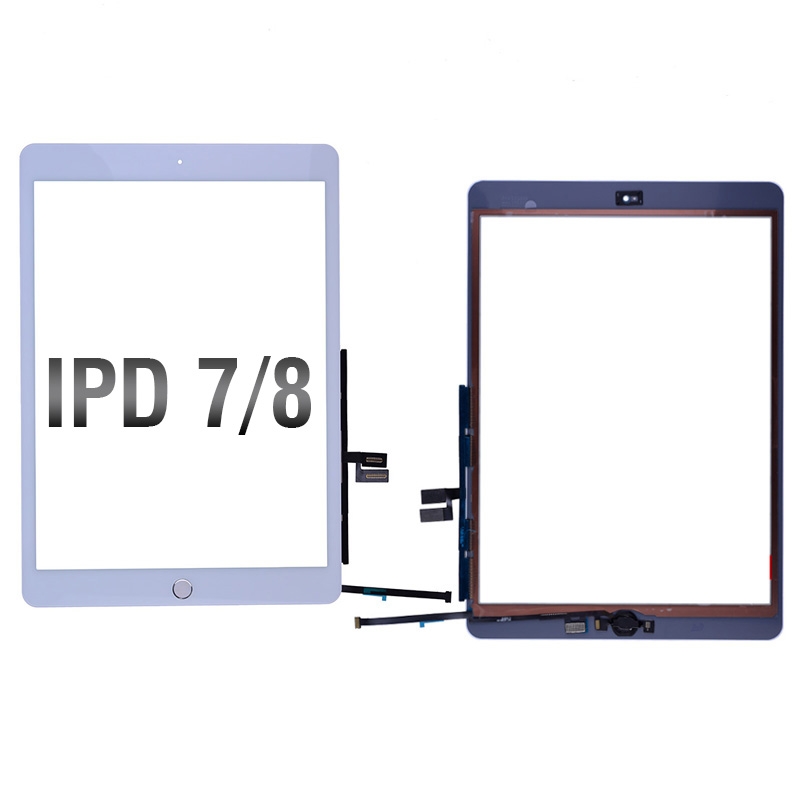 Touch Screen Digitizer With Home Button and Home Button Flex Cable for iPad  7(2019)/ iPad 8 (2020) (10.2 inches) (High Quality) - White_