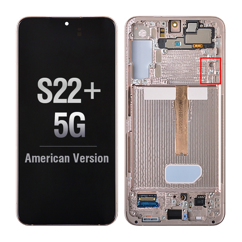 OLED Screen Digitizer Assembly with Frame for Samsung Galaxy S22 Plus 5G S906 (for America Version) (Premium) - Pink Gold