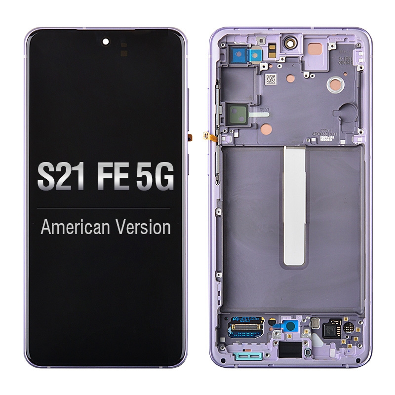 OLED Screen Digitizer Assembly with Frame for Samsung Galaxy S21 FE 5G G990 (for America Version)(Premium) - Lavender